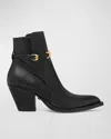 Versace Leather Ankle Boots In 1b00v-black- Gold