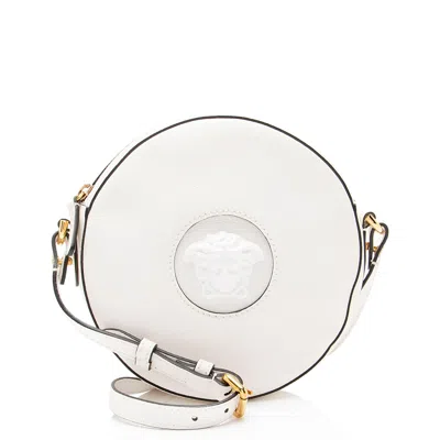 Versace Calfskin Medusa Round Crossbody In White