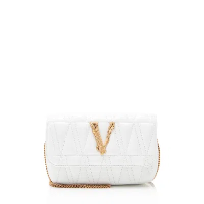 Versace Calfskin Virtus Mini Bag In White