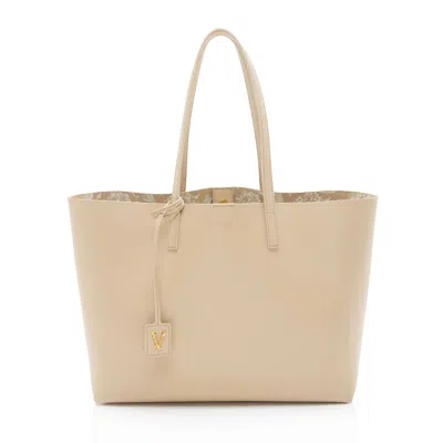 Versace Calfskin Virtus Shopping Tote In Sand