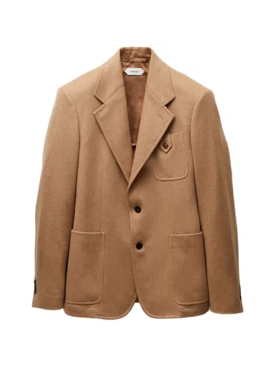 Versace Camel Hair Blazer In Brown