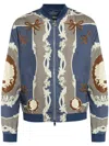 Versace Cameo Bomber Jacket In Blue