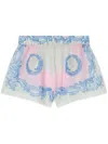 Versace Pink Shorts With Elastic Waist And All-over Graphic Print In White