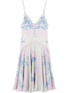 Versace Cameo Silk Flowy Midi Dress In Blue