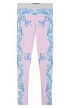 Versace Elastic Waist Casual Pants In Pastel Pink Light Grey