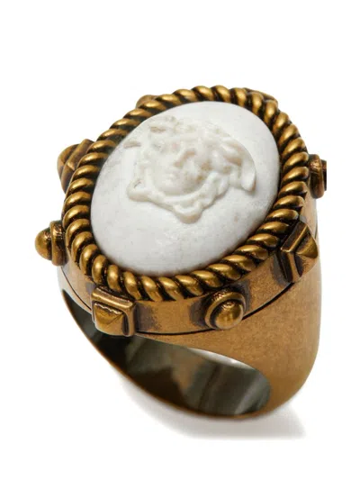 Versace Cameo Ring In Orange