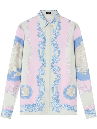 Versace Pink Silk Shirt In Neutral