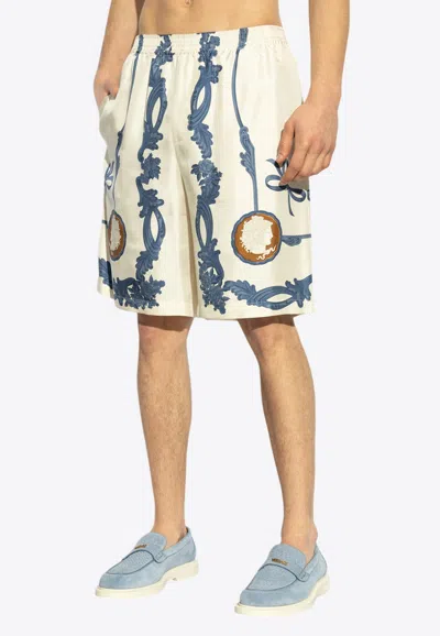 VERSACE CAMEO SILK BERMUDA SHORTS