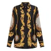 Versace Cameo Silk Button Down Shirt In Black