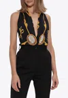 Versace Cameo Silk Draped Bodysuit