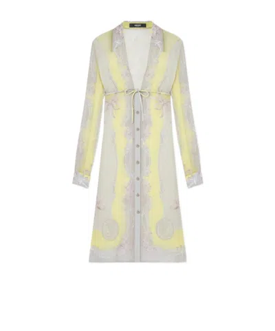 Versace Sheer Fabric Knee-length Long Sleeves Dress In Multi