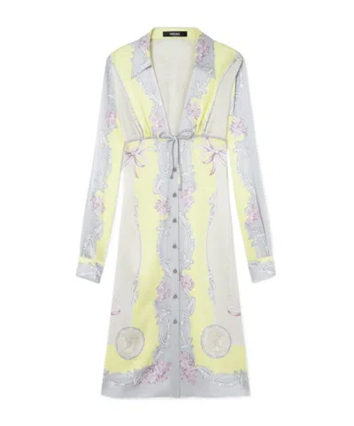 Versace Sheer Fabric Knee-length Long Sleeves Dress In Multi