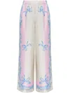 Versace Silk Twill Pajama-style Trousers With Medusa Cameo Print In Multicolour