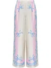 Versace Silk Twill Pajama-style Trousers With Medusa Cameo Print In Multicolour