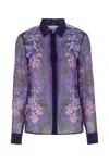 Versace Floral-print Silk Shirt In Blackorchid