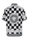 VERSACE BLACK AND WHITE SHIRT WITH BAROQUE PRINT IN TECHNO FABRIC MAN