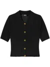 Versace Ribbed Knit Shirt Collared Neck In Black