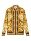 Versace Camicia In Seta Barocco In Yellow