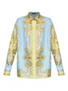Versace Formal Shirt Silk Twill Print Spring Barocco Foula In Blue