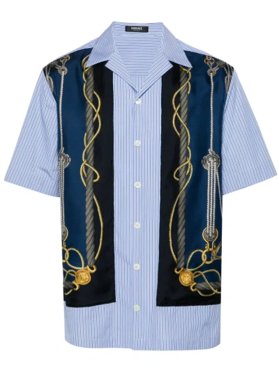 Versace Nautical Striped Shirt In Multicolour