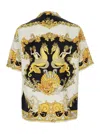 Versace Coral Teater White Bowling Shirt With Cuban Collar And All-over Print In Silk Man In Black