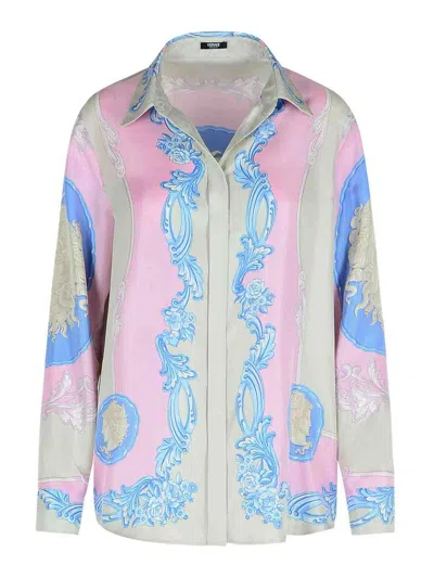 Versace Pink Silk Shirt In Neutral