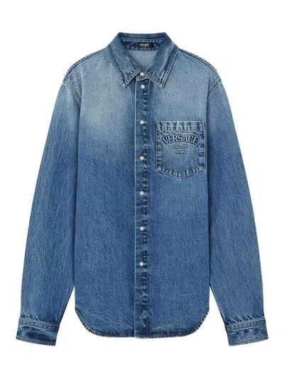 Versace Denim Shirt In Blue