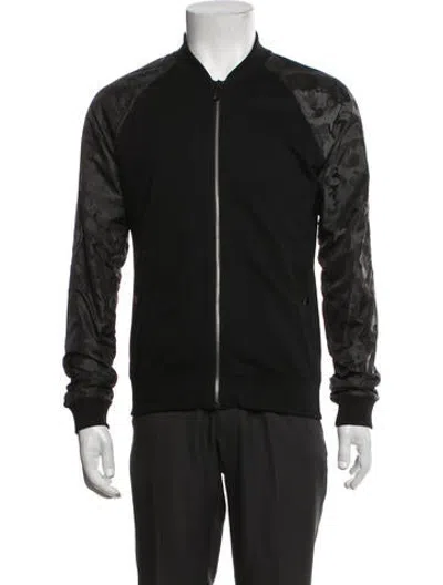 Pre-owned Versace Camouflage Print Bomber Jacket In Black