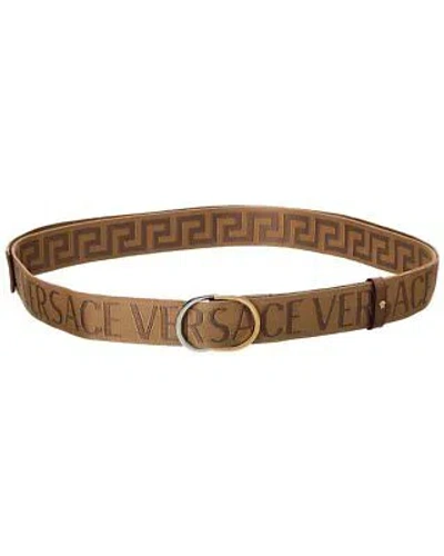 Pre-owned Versace Canvas & Leather Belt Men's Brown Os