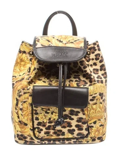 Pre-owned Versace Canvas Backpack In Gold