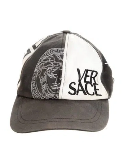 Pre-owned Versace Canvas Baseball Cap In Black