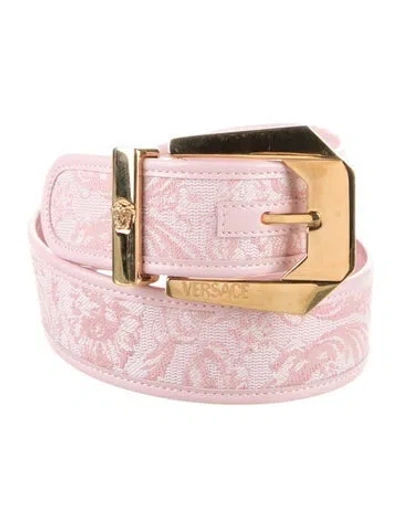 Pre-owned Versace Canvas Belt In Pink