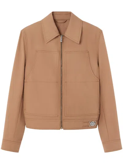 Versace Medusa-plaque Zipped Cotton Jacket In Pink