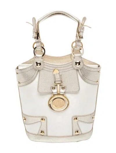 Pre-owned Versace Canvas Bucket Bag In Gold