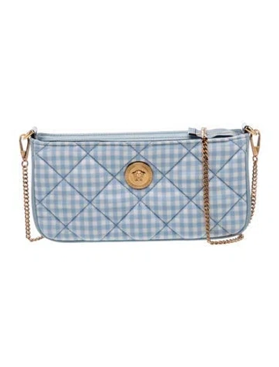 Pre-owned Versace Canvas Clutch In Blue