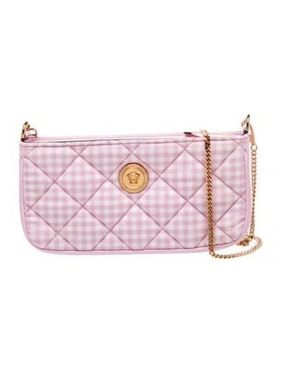 Pre-owned Versace Canvas Clutch In Pink