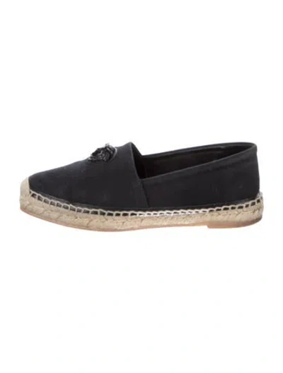Pre-owned Versace Canvas Espadrilles In Black
