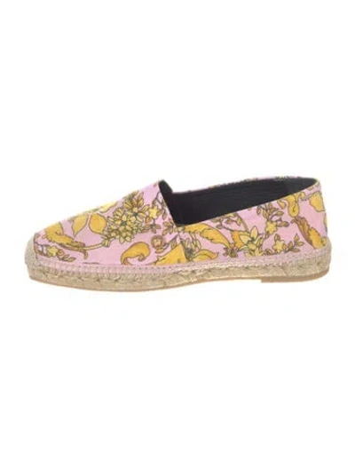 Pre-owned Versace Canvas Floral Print Espadrilles In Multicolor