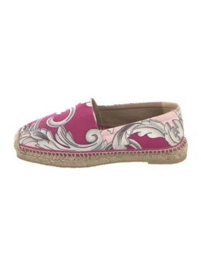 Pre-owned Versace Canvas Floral Print Espadrilles In Purple