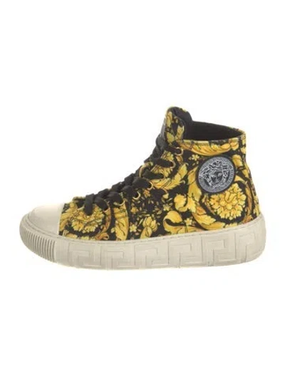 Pre-owned Versace Canvas Floral Print Sneakers In Multi