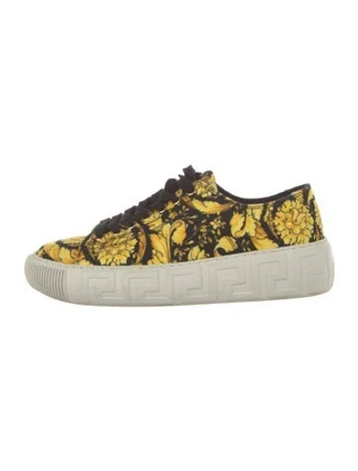 Pre-owned Versace Canvas Graphic Print Chunky Sneakers