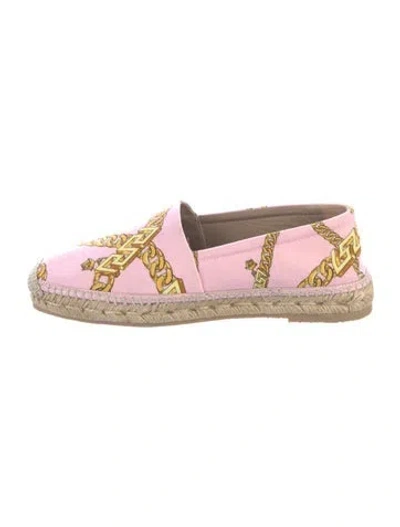 Pre-owned Versace Canvas Graphic Print Espadrille Sneakers In Pink