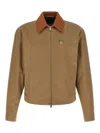 Versace Beige Jacket With Leather Collar And Metallic Medusa Head Detail In Cotton Canvas Man In Brown