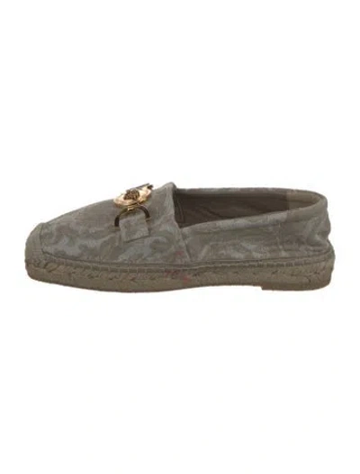 Pre-owned Versace Canvas Patterned Espadrilles In Neutral