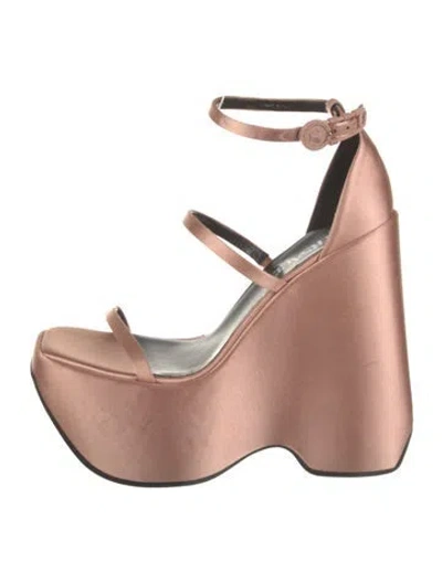 Pre-owned Versace Canvas Sandals In Pink