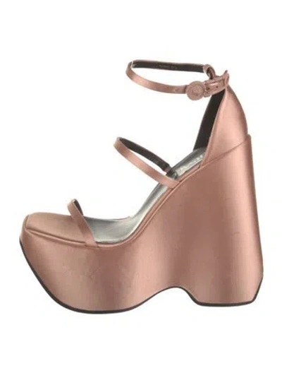 Pre-owned Versace Canvas Sandals In Pink