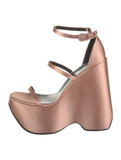 Pre-owned Versace Canvas Sandals In Pink