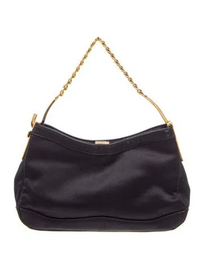 Pre-owned Versace Canvas Shoulder Bag In Black
