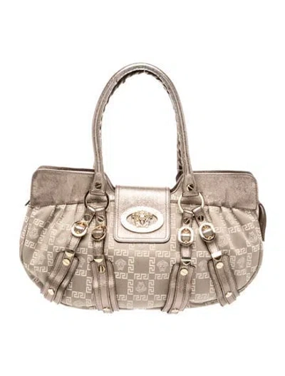 Pre-owned Versace Canvas Shoulder Bag In Neutrals