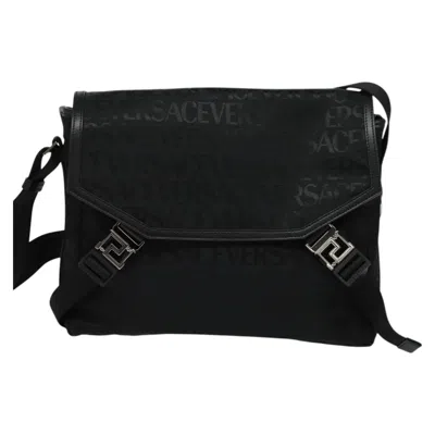 Pre-owned Versace Canvas Shoulder Bag () In Black